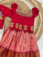 Kids Maggam Work Pattu Frock & Kurta Dhoti Set – Festive Wear