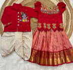 Kids Maggam Work Pattu Frock & Kurta Dhoti Set – Festive Wear