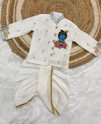 Kids Krishna Maggam Work Kurta Dhoti Set – Raw Silk Festive Wear