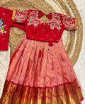 Kids Maggam Work Festive Outfit Set – Semi Gadwal Frock & Kurta Dhoti