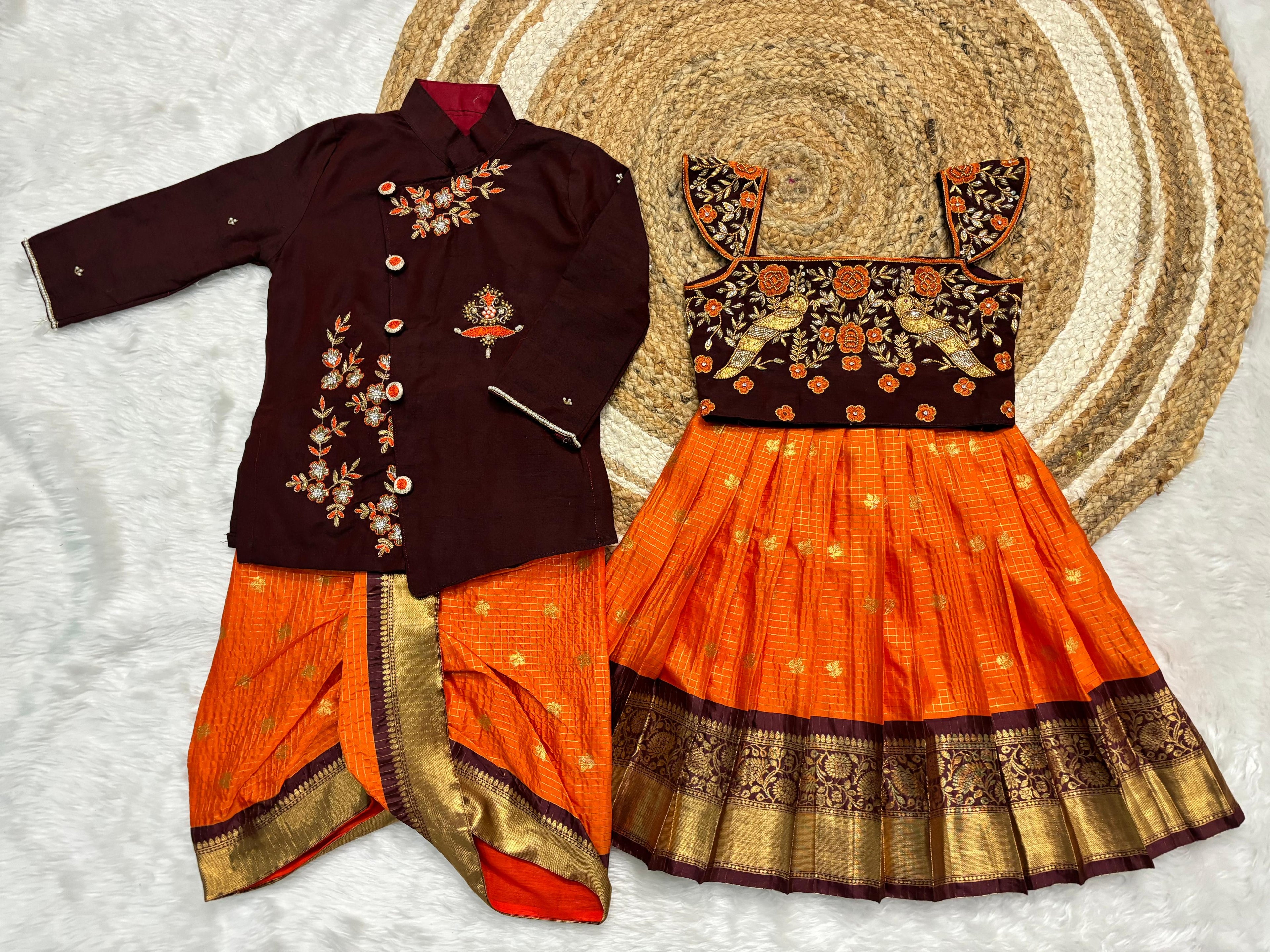 Kids Brother Sister Combo Set – Maggam Work Festive Ethnic Wear