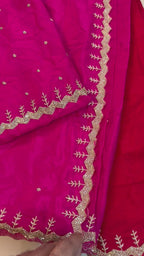 Chinnon with handwork saree