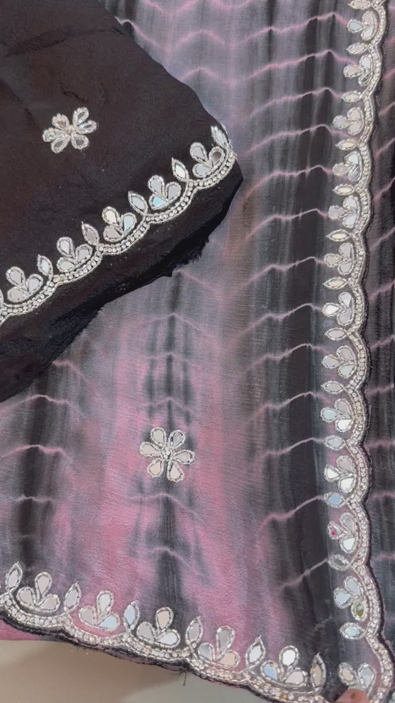 Chinnon with handwork saree