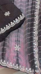 Chinnon with handwork saree