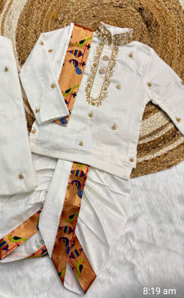 Raw silk Kurta with dhoti