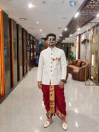 Raw silk kurta with dhoti