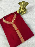 Raw silk kurta with paithani border