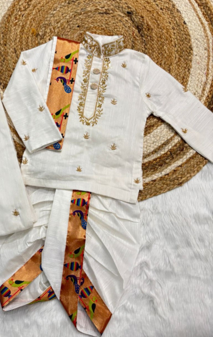 Raw silk Kurta with dhoti