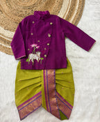 Raw silk kurta with dhoti