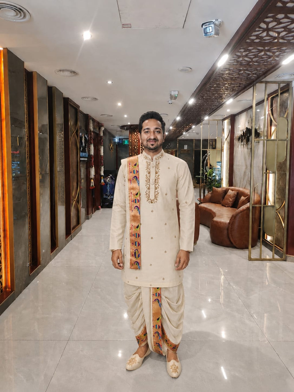 Raw silk kurta with dhoti full set