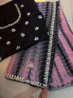 Chinnon with handwork saree