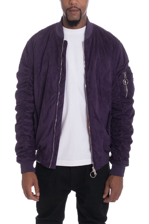 faux suede bomber